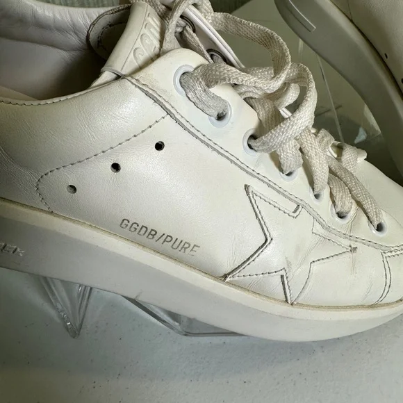 Golden Goose Purestar (GGDB/PURE) White Leather Sneakers, Size 9.5 - Picture 9 of 15